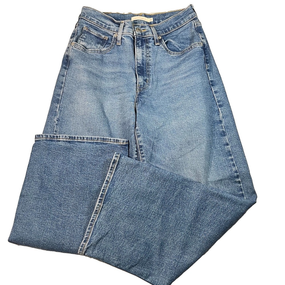 Levis Wide Leg Jeans Womens 27 X 27 Blue High Rise Medium Wash Denim Pants EUC